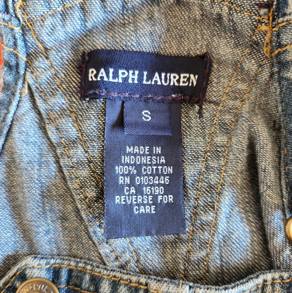 Ralph Lauren baby Jean dress overalls 100% Cotton pockets patchwork sz Small EUC - Picture 2 of 13